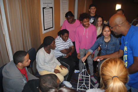Students during peer group connections workshop during their weekend retreat.