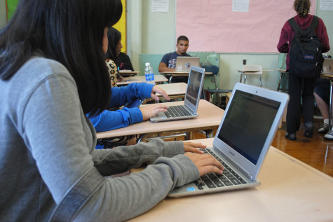 Students using their Chromebook in class
