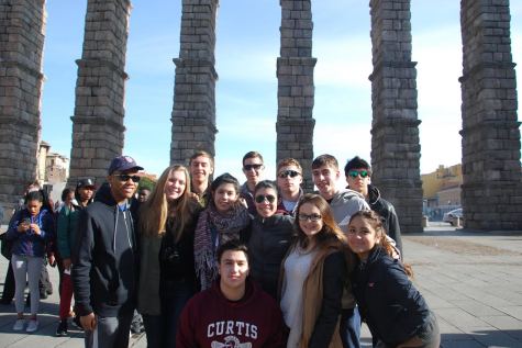 Curtis students with their exchange students in Spain