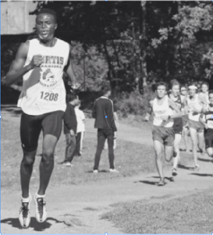 John Akakeya runs ahead of competitors.