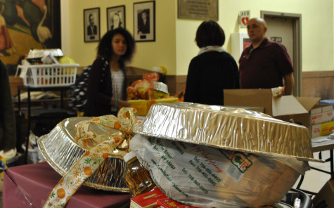 The Thanksgiving baskets were filled to the brim and beautifully decorated.