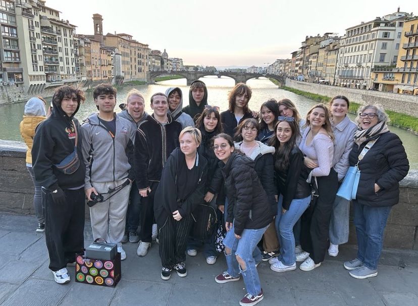 Curtis students exploring a historical landmark in Italy.